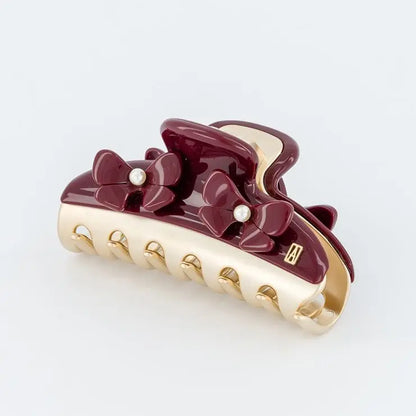 Maryanah clip- maroon-Floral hair claw-alexandre de paris gcc-7.5 cm-vendome clip