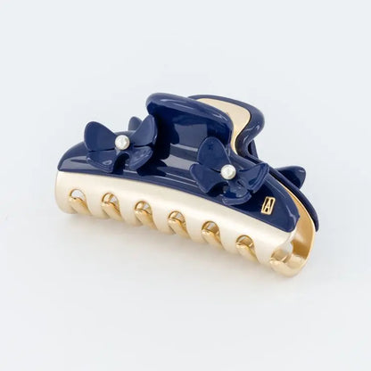 Bluish clip-navy blue hair clip-floral hair claw-alexandre de paris gcc-7.5 cm-vendome clip-eid hair clipGCC