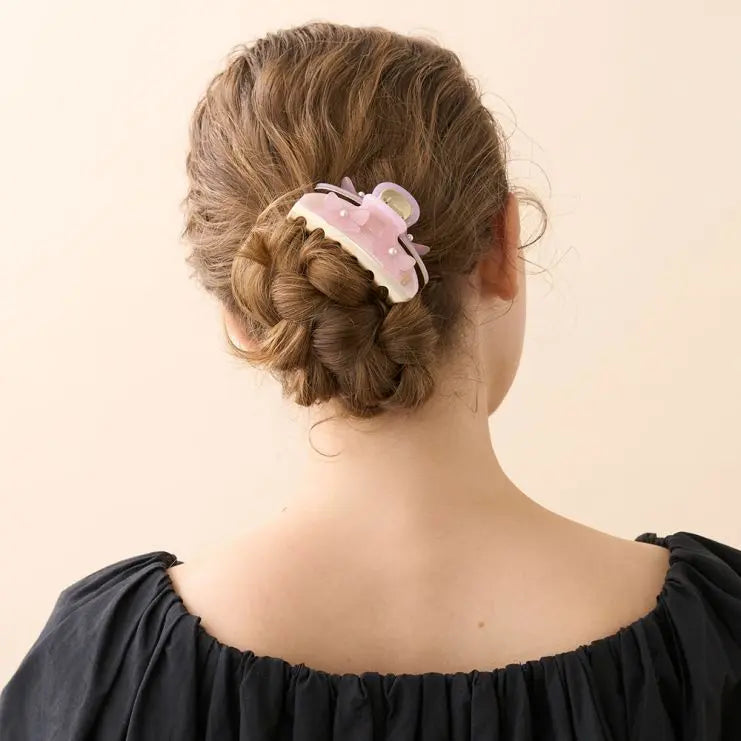 Chérie Clip - Pink floral claw clip - Eid hair clip-vendome clip-7.5 cm-Alexandre de paris GCC