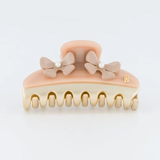 Crème Perlée Clip - Beige - 7.5 CM- Eid festive-vendome clip-Alexandre de paris Gcc