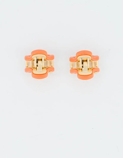 Éclat De Soie Clip Pair-Orange-Mini claw clip-Luxury hair claw-Women's hair claw-Alexandre de Paris GCC-1.8 cm