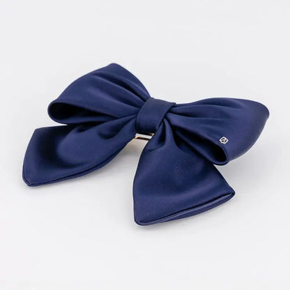Rêve Satiné Barrette-Blue bow-8.5 cm-Alexandre de paris GCC