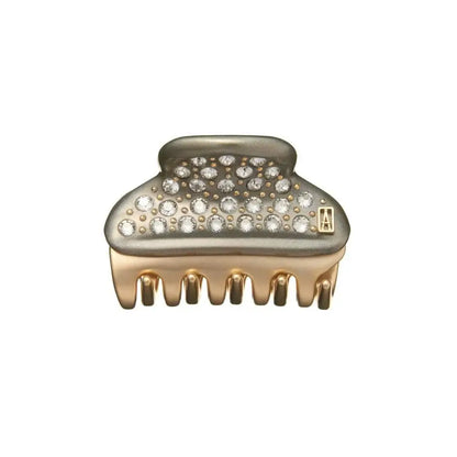 Pince Cristal Moyenne Clip-hair claw-silver hair clip-Swarovski crystal hair clip-decorative claw clip-crystal design-French hair clip-party hair clip-soft glam look-Alexandre de Paris GCC-4.5 cm hair clip
